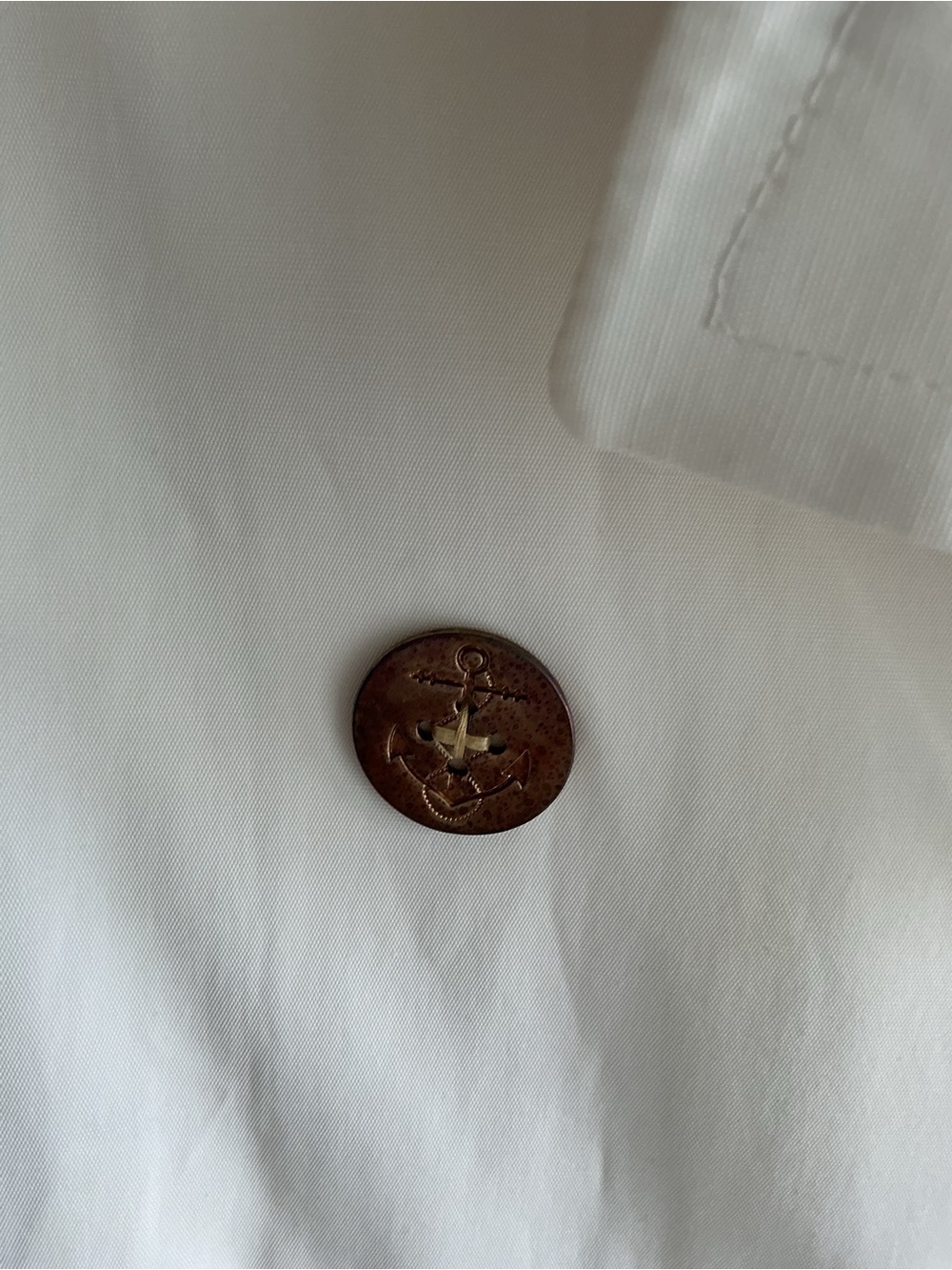 Ralph Lauren White Double-Breasted Peacoat with Brown Buttons - Picture 2 of 4